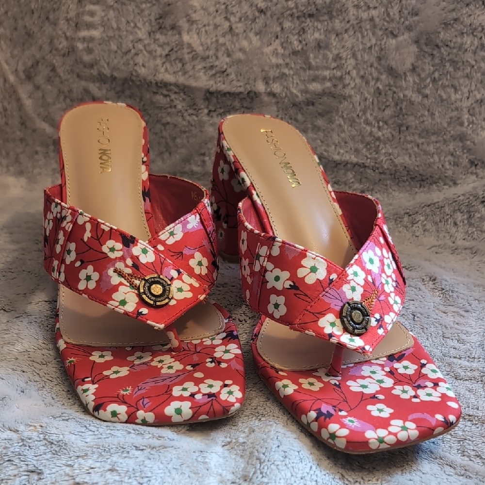 Fashion Nova Red Floral Heels